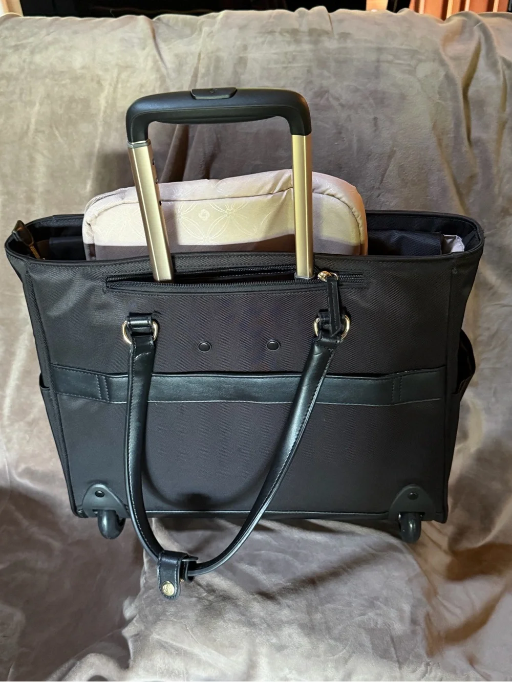 Black Tote Bag with Front Flap Pocket